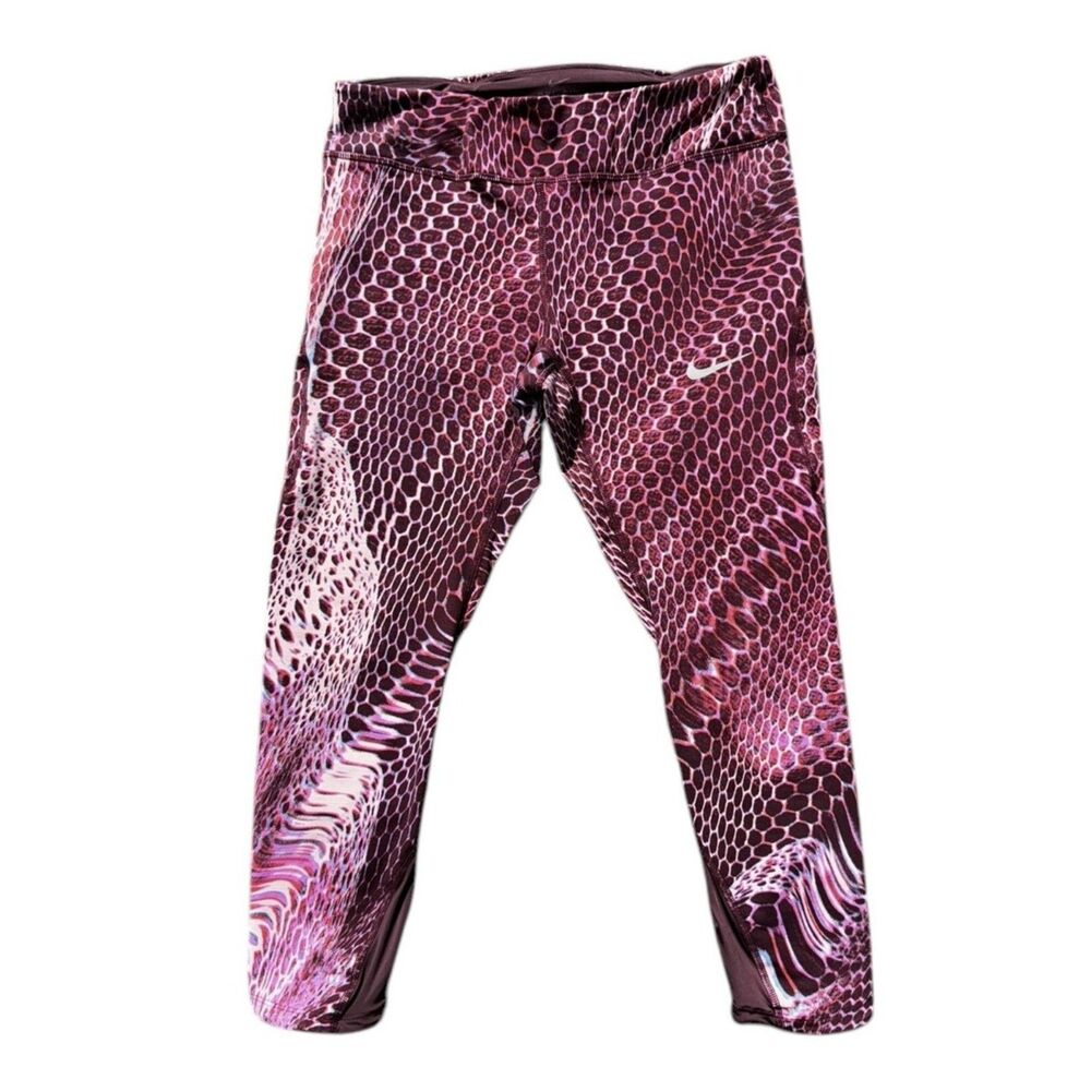 Nike Running Dri-Fit Womens Purple Snake Skin Crop Yoga Capri Legging